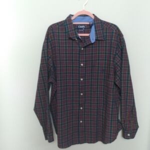 Chaps Easy Care Plaid Long Sleeve Button Down Shirt Size XXL